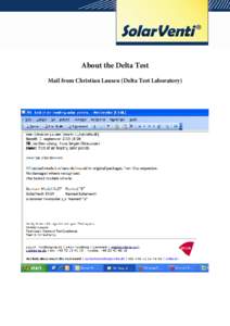 About the Delta Test Mail from Christian Lausen (Delta Test Laboratory) Test of air heating solar panels. Task reference: T205234-5