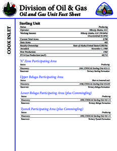Division of Oil & Gas Oil and Gas Unit Fact Sheet COOK INLET  Sterling Unit