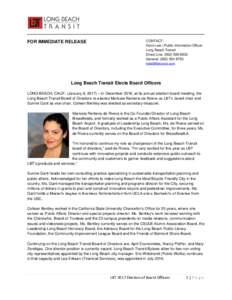 FOR IMMEDIATE RELEASE  CONTACT: Kevin Lee | Public Information Officer Long Beach Transit Direct Line: (