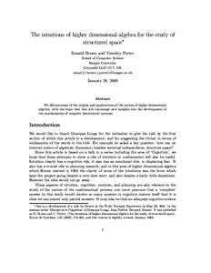 The intuitions of higher dimensional algebra for the study of structured space∗ Ronald Brown and Timothy Porter School of Computer Science Bangor University Gwynedd LL57 1UT, UK