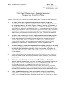 University of Arkansas System Division of Agriculture Computer and Network Use Policy - PMGS 14-1