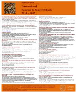 UNIVERSITY OF PADOVA INTERNATIONAL RELATIONS OFFICE International Summer & Winter Schools 2014 – 2015