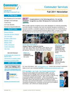 Commuter Services Florida Department of Transportation Fall 2011 Newsletter November 2011