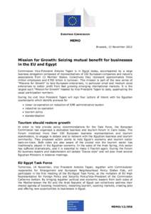 EUROPEAN COMMISSION  MEMO Brussels, 13 November[removed]Mission for Growth: Seizing mutual benefit for businesses