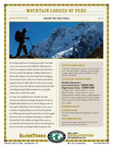 Mountain Lodges of Peru Detailed Itinerary hiking the inca trail  An exciting adventure of surprising comfort that takes