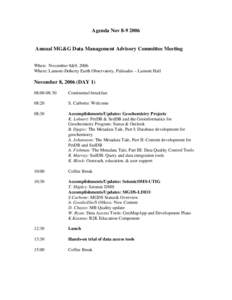 Annual MG&G Data Management Oversight Committee Meeting