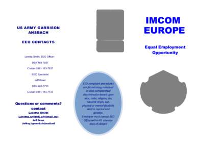 IMCOM EUROPE US ARMY GARRISON ANSBACH EEO CONTACTS