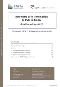 OBSERVATOIRE CNCFA – EPSILON  Baromètre de la transmission de PME en France Deuxième éditionObservatoire CNCFA EPSILON de la Transmission de PME