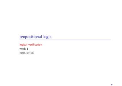 propositional logic logical verification week