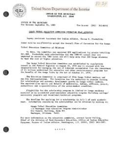 year.  OFFICE OF THE SECRETARY WASHINGTON, D.C[removed]OFFICE OF THE SECRETARY For Release September 30,