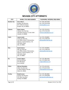 NEVADA CITY ATTORNEYS CITY NAME, TITLE AND ADDRESS  TELEPHONE, FACSIMILE AND EMAIL