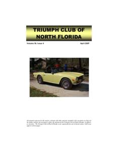 TRIUMPH CLUB OF NORTH FLORIDA Volume 19, Issue 4 April 2007