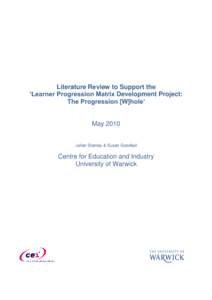 Literature Review to Support the ‘Learner Progression Matrix Development Project: The Progression [W]hole’ May 2010