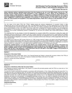 Page 1 of 2 Self-Directed Tax-Free Savings Account (TFSA) Successor Holder or Other Beneficiary Designation Form