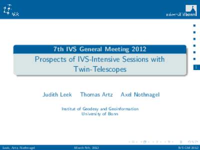 .  7th IVS General Meeting 2012 Prospects of IVS-Intensive Sessions with Twin-Telescopes
