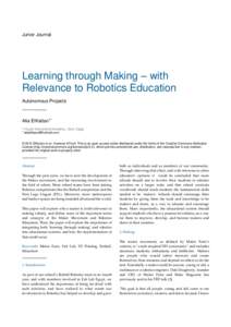 Junior Journal  Learning through Making – with Relevance to Robotics Education Autonomous Projects