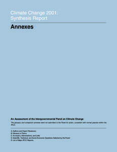 Climate Change 2001: Synthesis Report Annexes  An Assessment of the Intergovernmental Panel on Climate Change