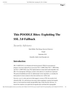 This POODLE Bites: Exploiting The SSL 3.0 Fallback Page 1