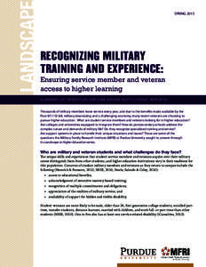 LANDSCAPE  SPRING 2015 RECOGNIZING MILITARY TRAINING AND EXPERIENCE: