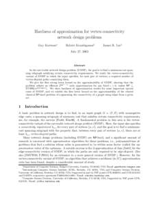 Hardness of approximation for vertex-connectivity network design problems Guy Kortsarz∗ Robert Krauthgamer†