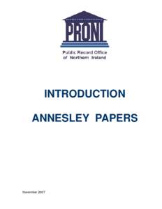 INTRODUCTION ANNESLEY PAPERS November 2007  Annesley Papers