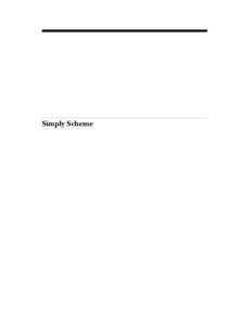 Simply Scheme  Brian Harvey Matthew Wright Foreword by Harold Abelson