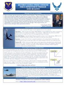 Air Force Global Strike Command Force Improvement Program News Bulletin Volume 2, September[removed]Message from the Commander