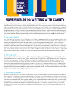 GOING PUBLIC WITH IMPACT NOVEMBER 2014: WRITING WITH CLARITY