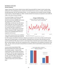 REVENUE OUTLOOK Revenue Summary Oregon’s General Fund revenue outlook remains stable. Revenue growth has slowed in recent months along with growth in the underlying economy. However, this slowdown did not come as a sur