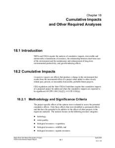 Chapter 18  Cumulative Impacts and Other Required Analyses[removed]Introduction
