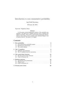 Introduction to non-commutative probability  Isak Wul Mottelson February 24, 2012 Supervisor: Magdalena Musat