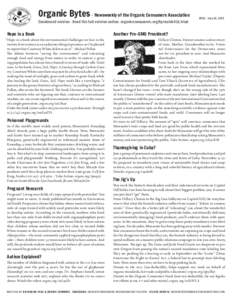 Organic Bytes · Newsweekly of the Organic Consumers Association Condensed version · Read the full version online: organicconsumers.org/bytes/ob432.html Hope in a Book “Hope in a book about the environmental challenge