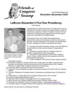 Friends of Congaree Swamp Newsletter  www.friendsofcongaree.org November-December 2003