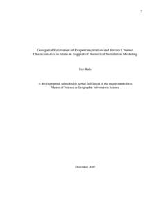 Water / Hydrology / Earth / Physical geography / Environmental engineering / Hydraulic engineering / Statistical randomness / Computer simulation / Scientific modelling / Stochastic / Evapotranspiration / Conceptual model