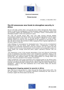 EUROPEAN COMMISSION  PRESS RELEASE Brussels, 13 December[removed]The EU announces new funds to strengthen security in