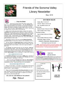Friends of the Sonoma Valley Library Newsletter MayBOOK SALES ……..From