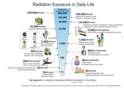 Radiation Exposure in Daily Life Radiation (micro sievert - µSv) 250,000µSv/year