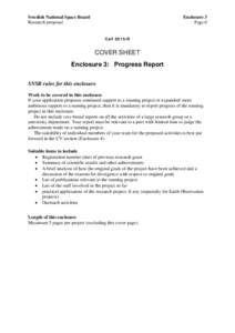 Swedish National Space Board Research proposal Enclosure 3 Page 0 Call 2015-R