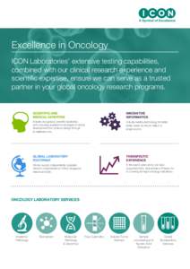 Excellence in Oncology ICON Laboratories’ extensive testing capabilities, combined with our clinical research experience and scientific expertise, ensure we can serve as a trusted partner in your global oncology resear