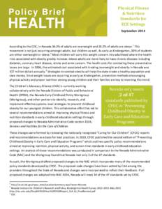 Physical Fitness & Nutrition Standards for ECE Settings September 2014