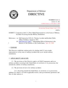 DoD Directive[removed], October 25, 1963, Certified Current as of November 21, 2003, Incorporating Through Change 2, April 3, 1970