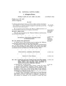 XX.  NATIONAL CAPITOL PARKS 1. Arlington House  PUBLIC LAW 107–107—DEC. 28, 2001