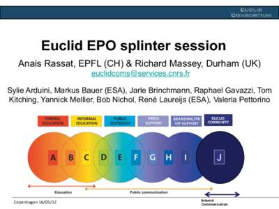 Euclid! Consortium! Euclid EPO splinter session Anais Rassat, EPFL (CH) & Richard Massey, Durham (UK) !