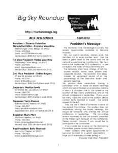 Big Sky Roundup http://montanamsgs.orgOfficers April 2013
