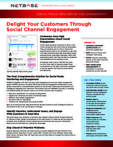 ENTERPRISE SOCIAL INTELLIGENCE  SOCIAL MEDIA MONITORING AND ENGAGEMENT Delight Your Customers Through Social Channel Engagement