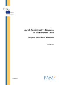 European Added Value Assessment of a Law of Administrative Procedure of the European Union