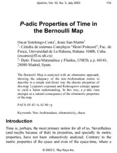 Apeiron, Vol. 10, No. 3, JulyP-adic Properties of Time in the Bernoulli Map