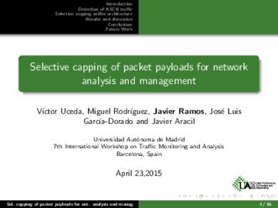 Selective capping of packet payloads for network analysis and management