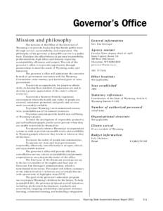 Governor’s Office Mission and philosophy General information  The mission of the Office of the Governor of