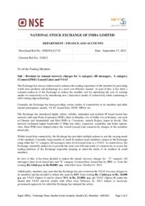 NATIONAL STOCK EXCHANGE OF INDIA LIMITED DEPARTMENT : FINANCE AND ACCOUNTS Download Ref.No.: NSE/FA[removed]Date : September 17, 2012